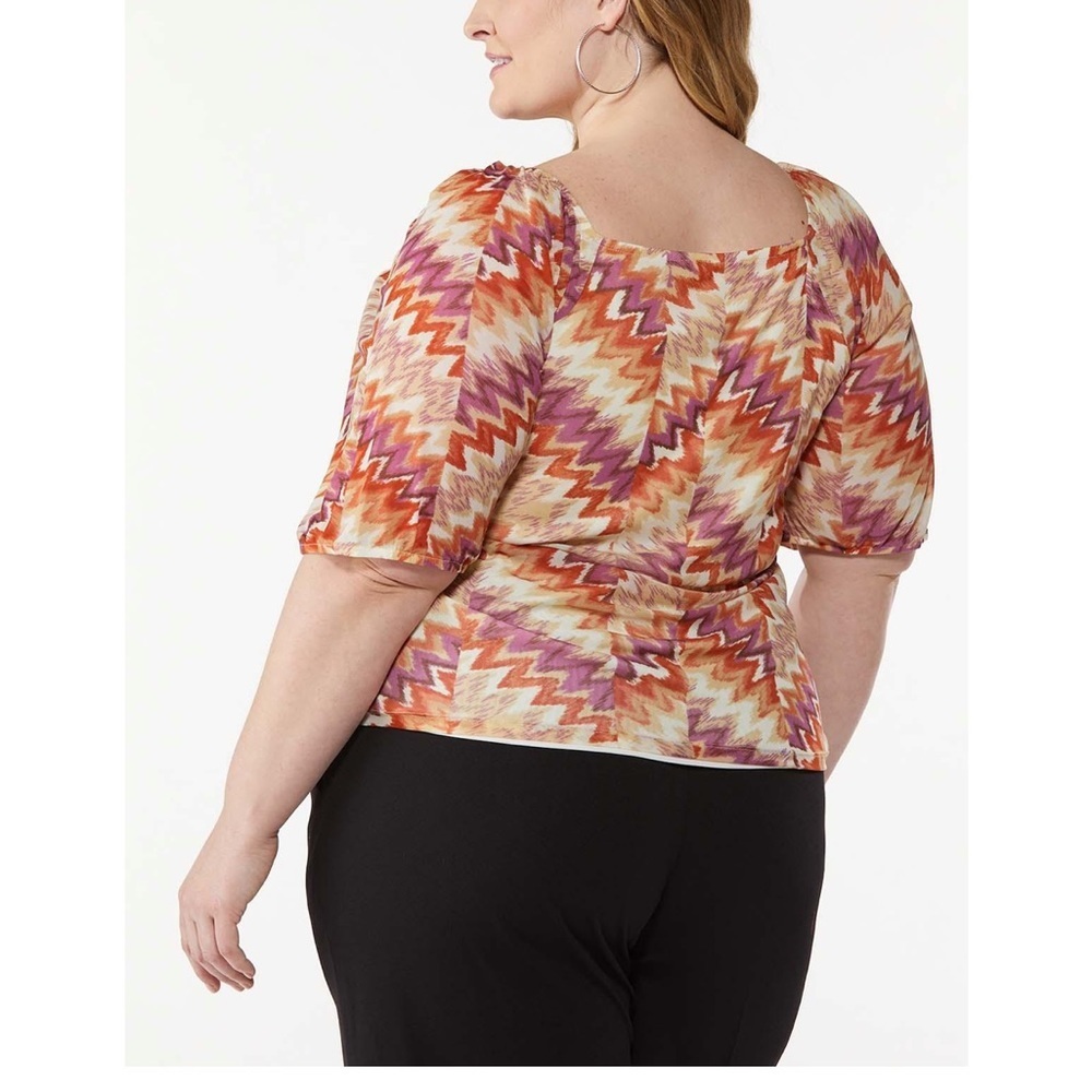Plus Size Printed Cinched Front Top - image 2